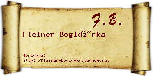 Fleiner Boglárka névjegykártya